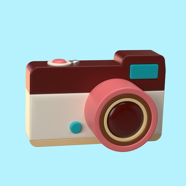 3D Rendering of Vintage Camera Icon for website application 3D Vintage Camera Illustration