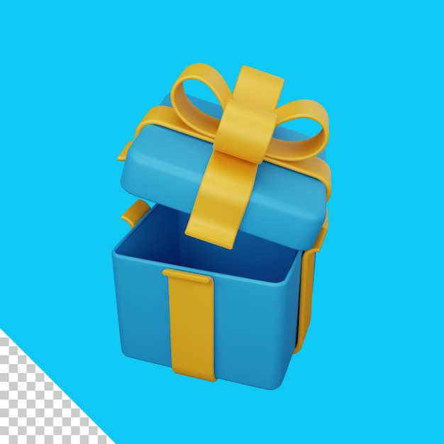 PSD 3d-rendering offene geschenkbox isoliert nützlich für e-commerce oder business-online-design-illustration