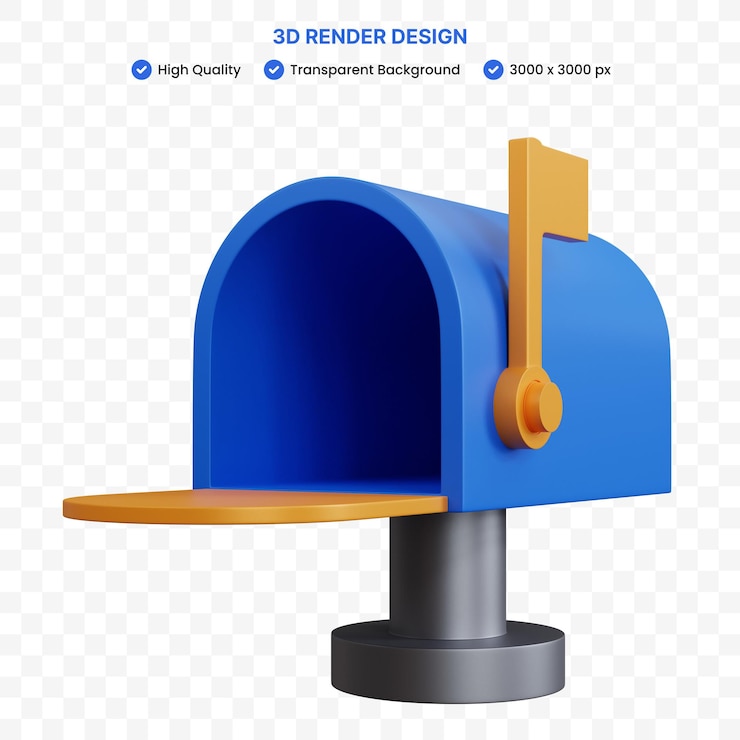 PSD 3d-rendering offener briefkasten isoliert