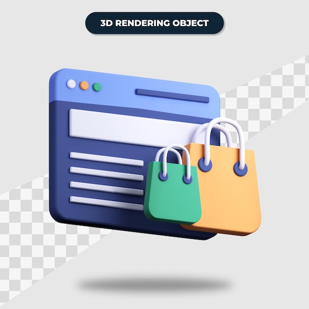 3D-Rendering Online-Einkaufstasche