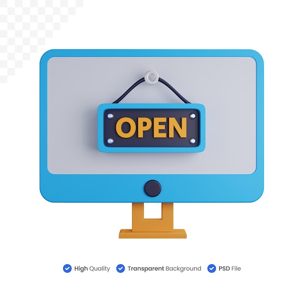 3d rendering open board computer isolated