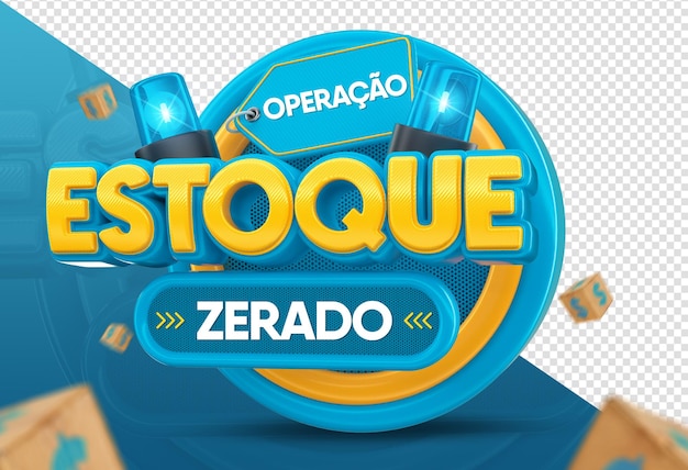3d rendering operación estoque zerado en portugués para campaña brasilera