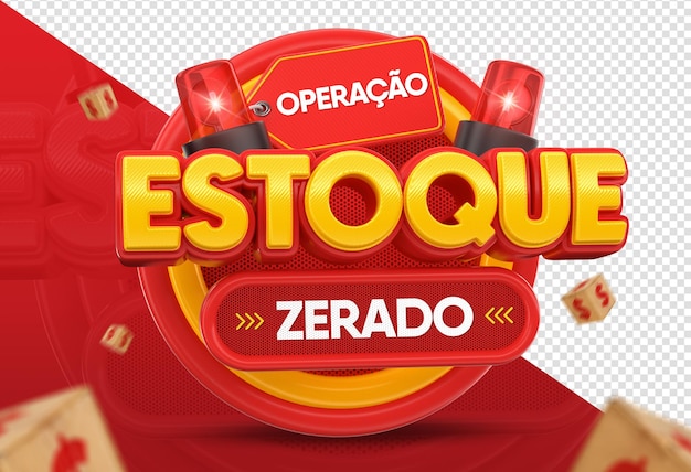 3D-Rendering-Operation Estoque Zerado auf Portugiesisch für die brasilianische Kampagne