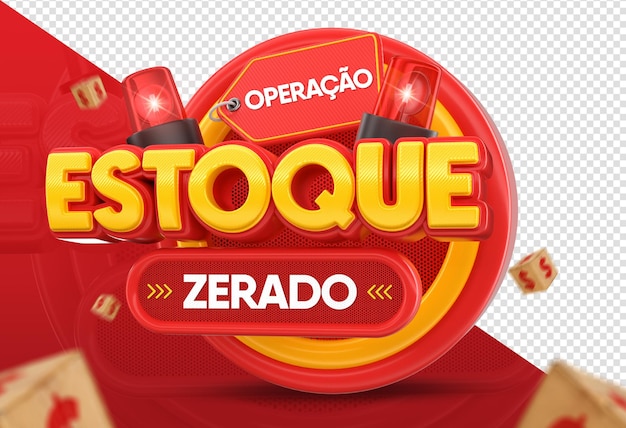3D-Rendering-Operation Estoque Zerado auf Portugiesisch für die brasilianische Kampagne