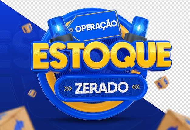 PSD 3d-rendering-operation estoque zerado auf portugiesisch für die brasilianische kampagne