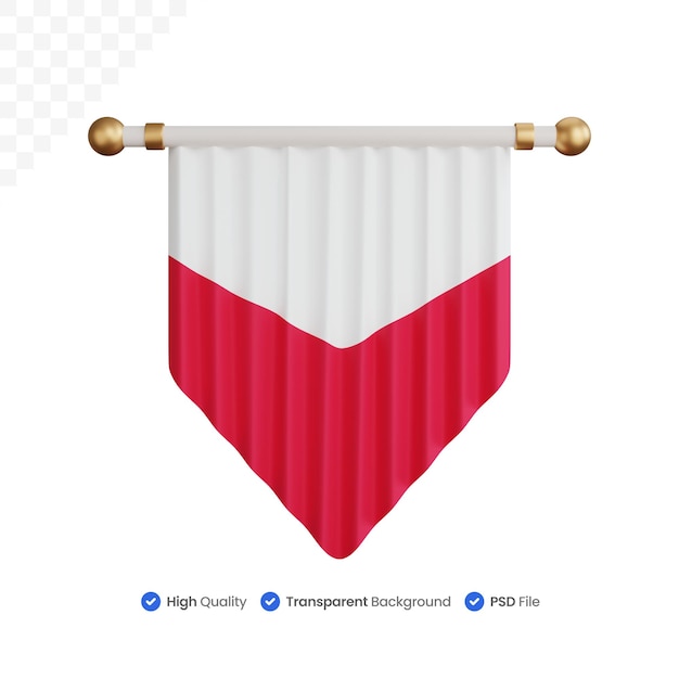 PSD 3d rendering ornamento polonia bandera nacional aislado