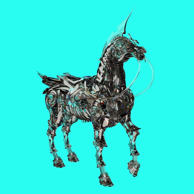 PSD 3d-rendering pferd x einhorn