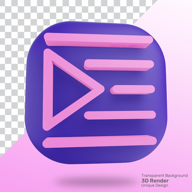 3D-Rendering Playlist-Symbol Media Player Premium