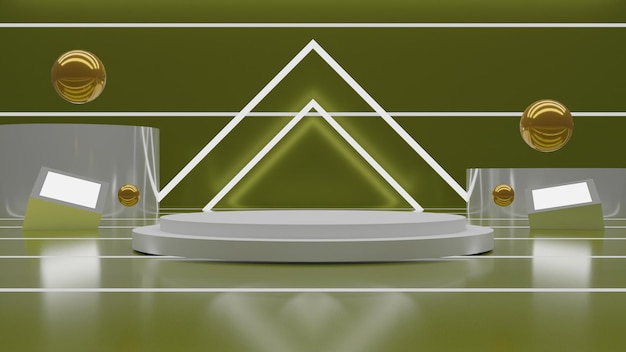 3D rendering podio blanco sobre fondo amarillo. renderizado 3d