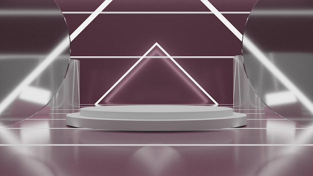 3D rendering podio blanco sobre fondo marrón. renderizado 3d