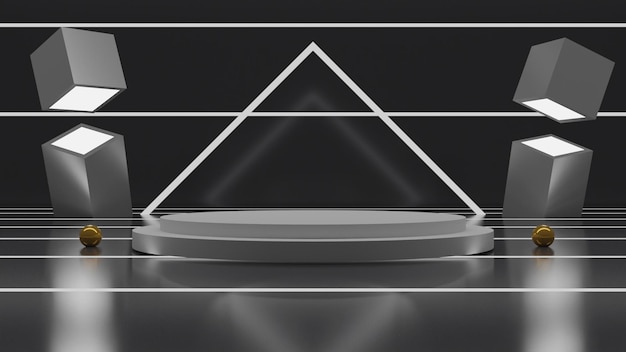 3D rendering podio blanco sobre fondo negro. renderizado 3d