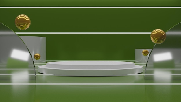 3D rendering podio blanco sobre fondo verde. renderizado 3d
