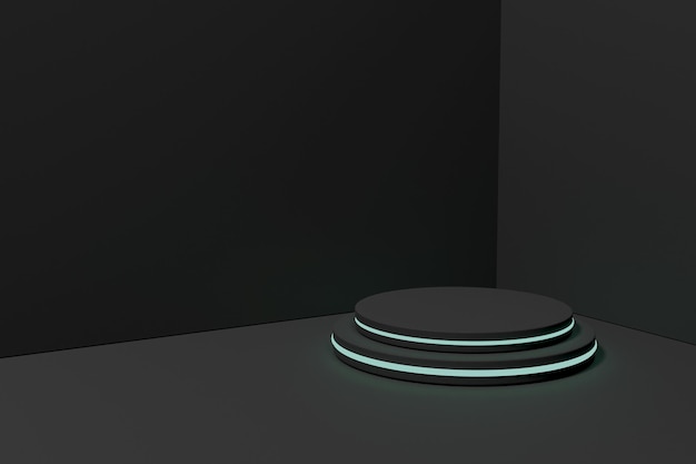 3D-Rendering Podium minimalistisch mit Neonlicht zur Produktpräsentation-2