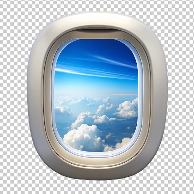 3D-Rendering-Porträt einer Flugzeugfensterwolkenansicht