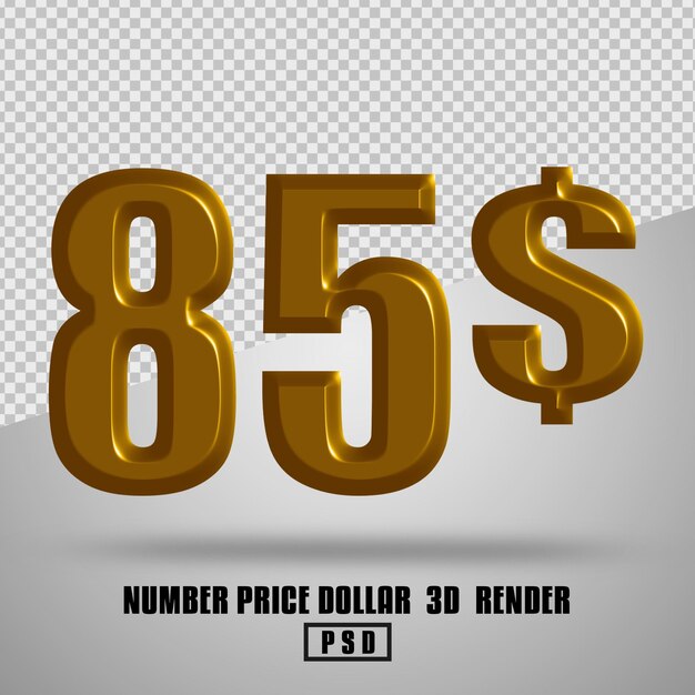 3D rendering prezzo numero dollaro stile oro