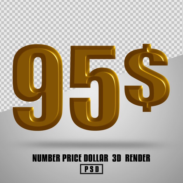3D rendering prezzo numero dollaro stile oro