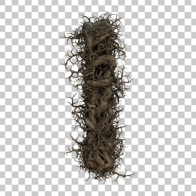 3D rendering rama de árbol alfabeto I