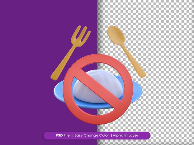 3D Rendering Ramadan Icon no comer para ayunar