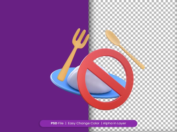 PSD 3d rendering ramadan icon no comer para ayunar