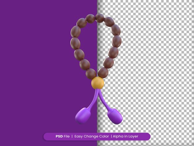 PSD 3d rendering ramadan icon tasbih para orar