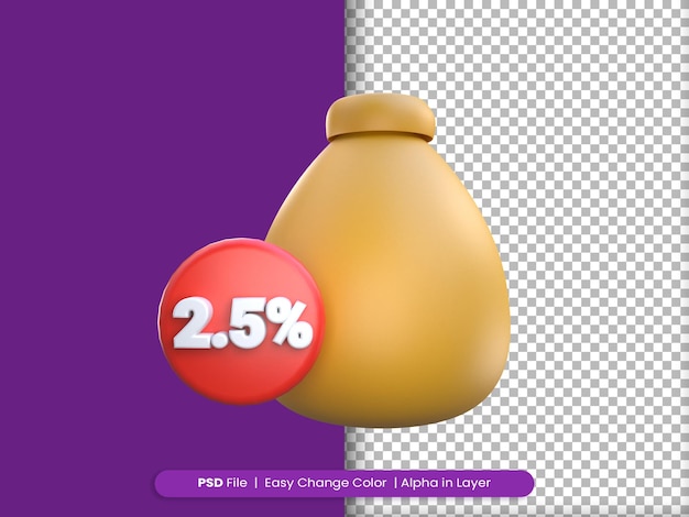 3D Rendering Ramadan Icon Zakat vom Gewinn bezahlen
