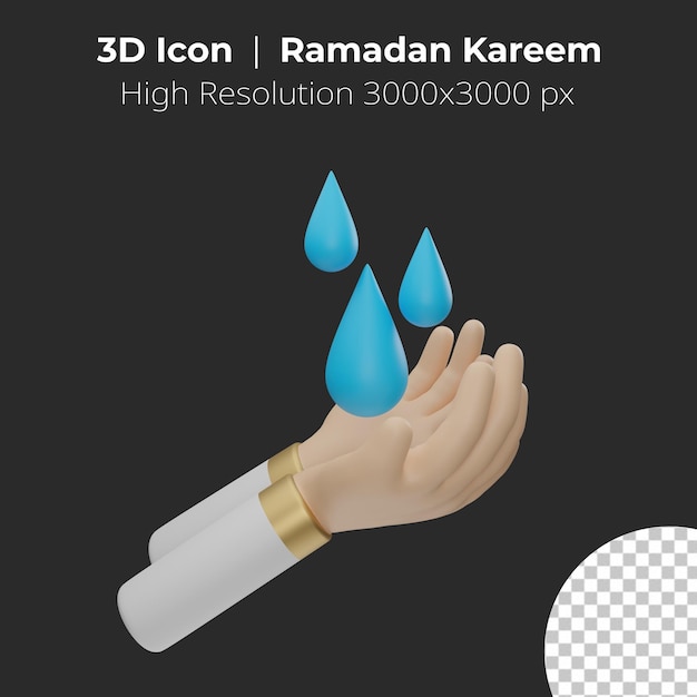 PSD 3d-rendering ramadan kareem illustration holen sie sich wudhu