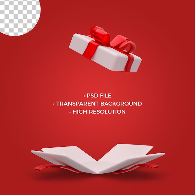 PSD 3d-rendering realistische geschenkbox