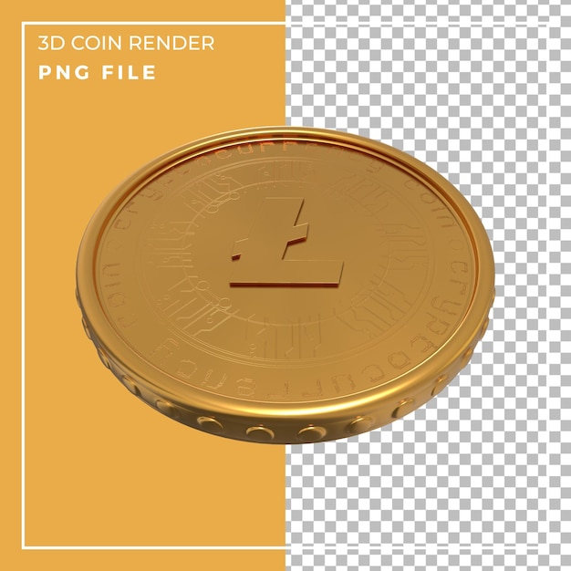 3D-Rendering realistische Gold-Litecoin-Vorderansicht