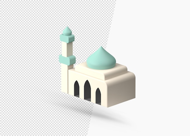 PSD 3d-rendering realistischer islamischer moscheeentwurf