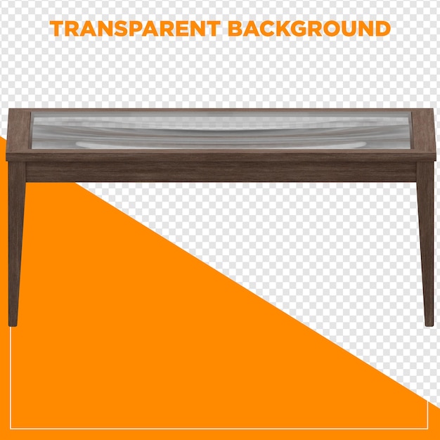 3D-Rendering rechteckiger Tabelle mit durchsichtigem Hintergrund