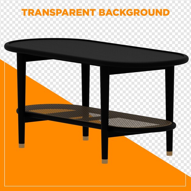 3D-Rendering rechteckiger Tabelle mit durchsichtigem Hintergrund