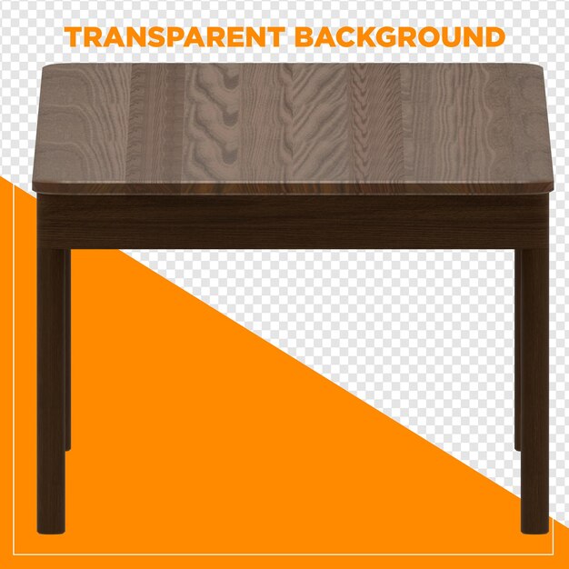 3D-Rendering rechteckiger Tabelle mit durchsichtigem Hintergrund