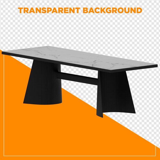 3D-Rendering rechteckiger Tabelle mit durchsichtigem Hintergrund