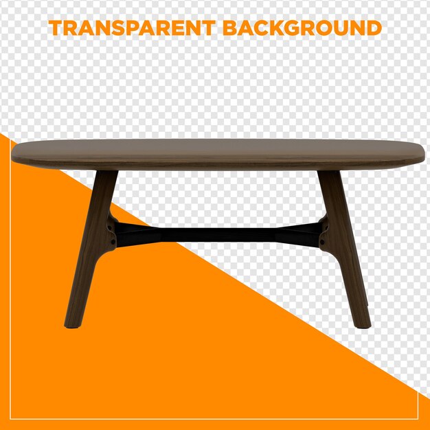 3D-Rendering rechteckiger Tabelle mit durchsichtigem Hintergrund