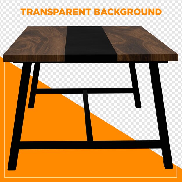3D-Rendering rechteckiger Tabelle mit durchsichtigem Hintergrund