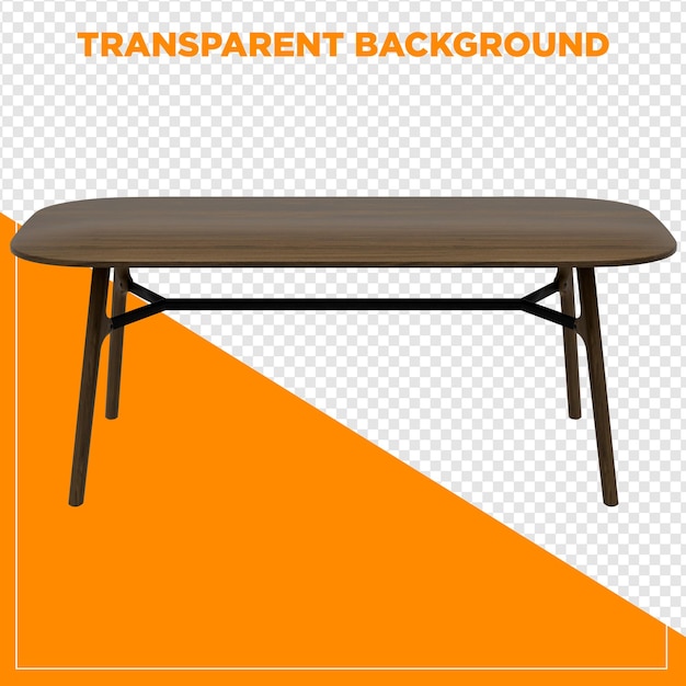 3D-Rendering rechteckiger Tabelle mit durchsichtigem Hintergrund