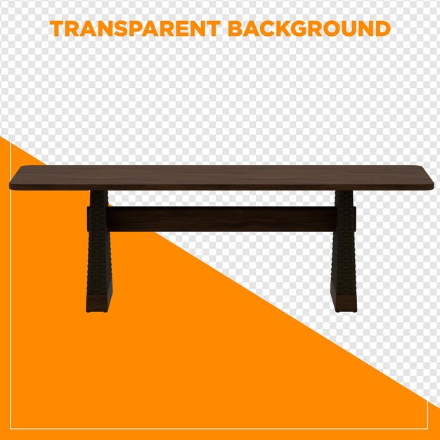3D-Rendering rechteckiger Tabelle mit durchsichtigem Hintergrund