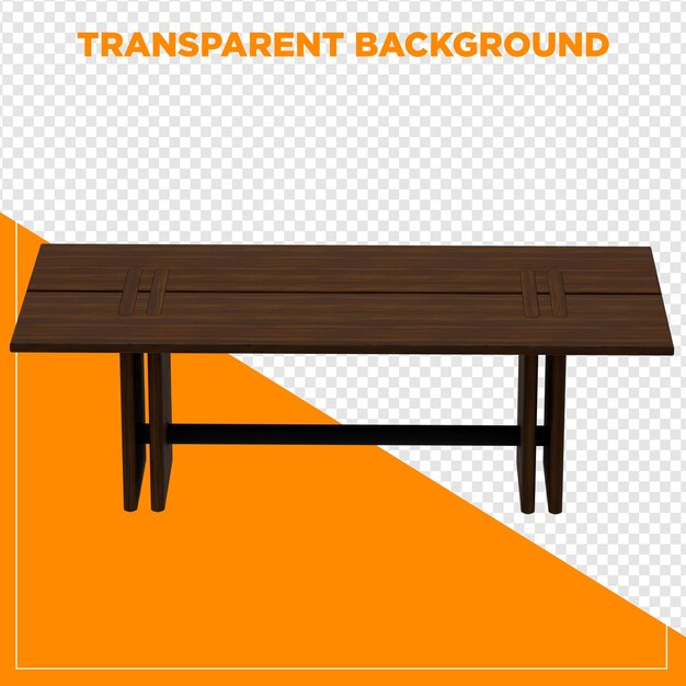 3D-Rendering rechteckiger Tabelle mit durchsichtigem Hintergrund