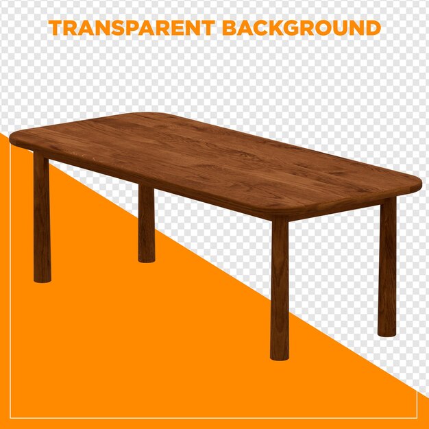 3D-Rendering rechteckiger Tabelle mit durchsichtigem Hintergrund