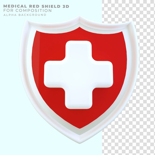 3d rendering red shield health