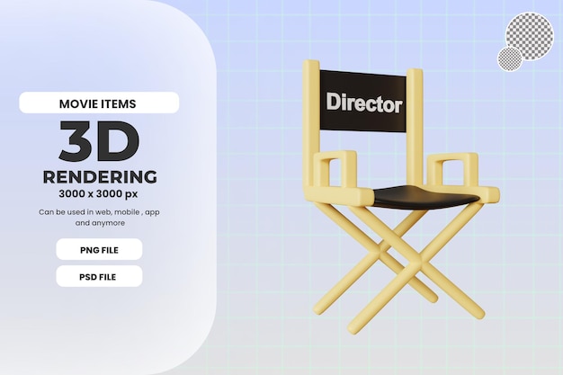 3D-Rendering Regiestuhl Illustrationsobjekt Premium PSD