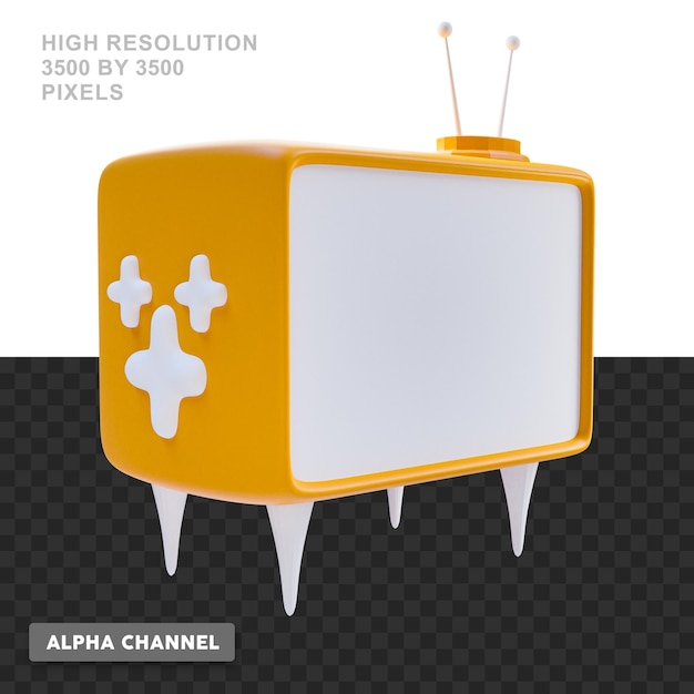 PSD 3d-rendering retro-fernseher