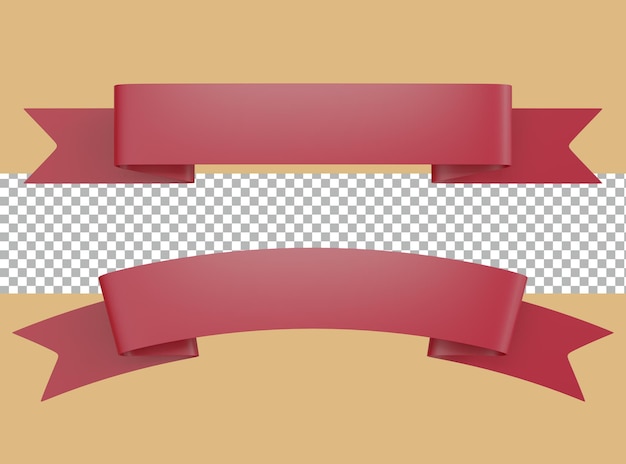 3d Rendering Ribbon colore rosso per promozione o vendita o celebrazione trasparente