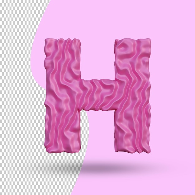 PSD 3d-rendering rosa alphabet h buchstaben kreative premium psd premium psd