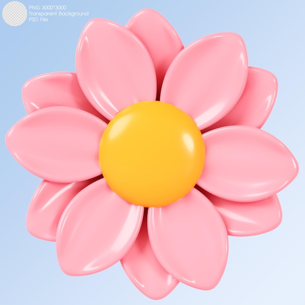 PSD 3d-rendering rosa blume auf hintergrund isoliert