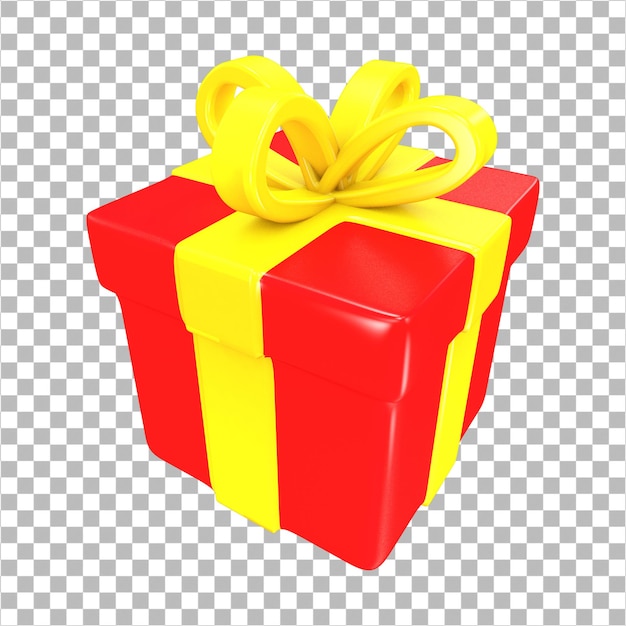3D-Rendering rote Überraschungsgeschenkbox mit gelbem Band isoliert