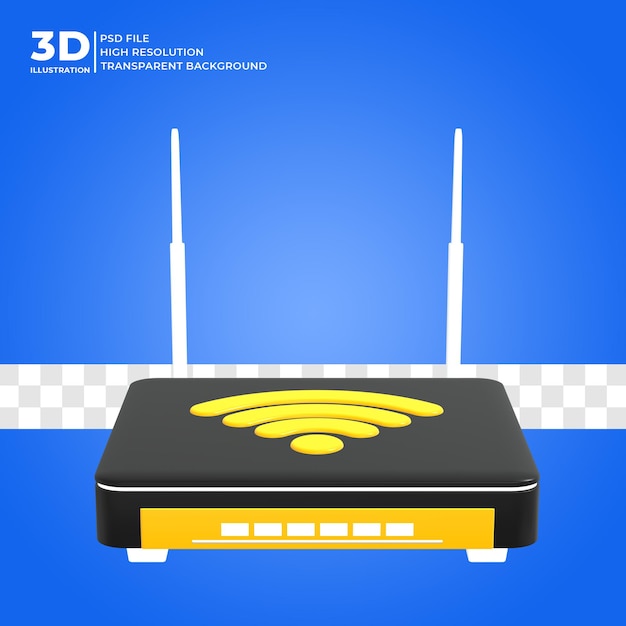 3D-Rendering-Router-Symbol Premium-PSD