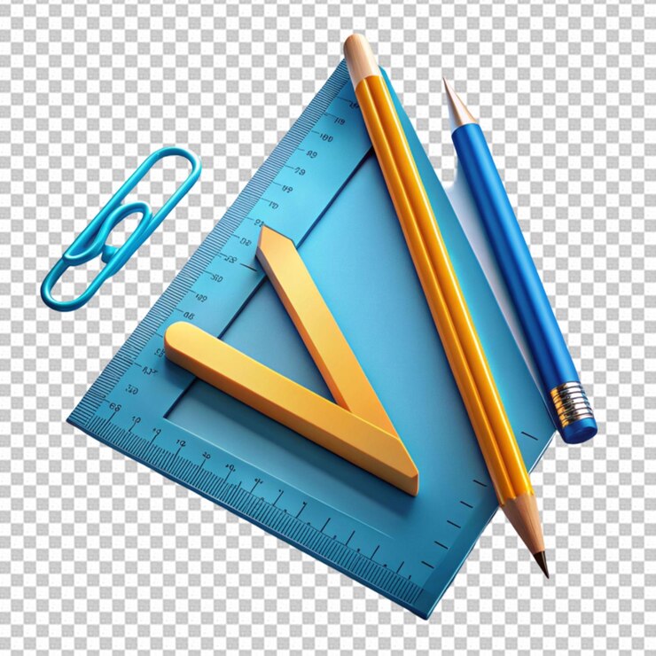 3d rendering rulers icon on transparent background