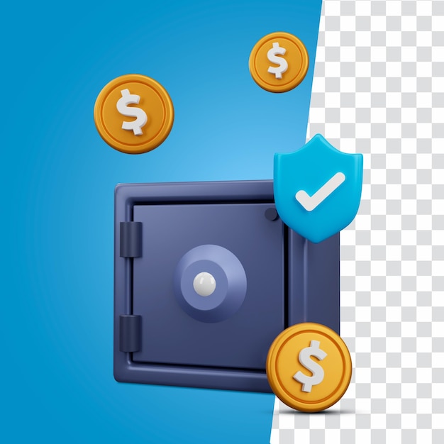 3D-Rendering Safe mit Geld