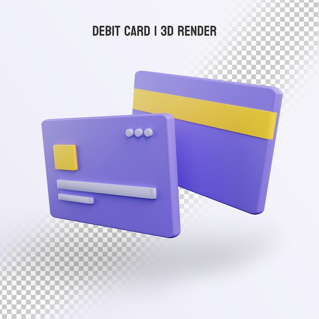 PSD 3d-rendering sanft lila debitkartensymbol-zahlung